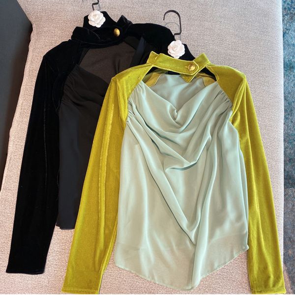 2021 New Spring Arrival Long Sleeve Velvet Neck Slash Female Shirt Top Q7gq, White 
2021 New Spring Arrival Long Sleeve Velvet Neck Slash Female Shirt Top Q7gq, White