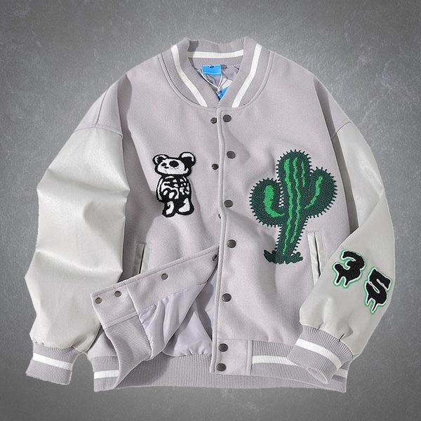 men's jackets panda embroidery patchwork baseball leather jacket mens harajuku streetwear college style casual oversized caots, Black;brown
men's jackets panda embroidery patchwork baseball leather jacket mens harajuku streetwear college style casual oversized caots, Black;brown