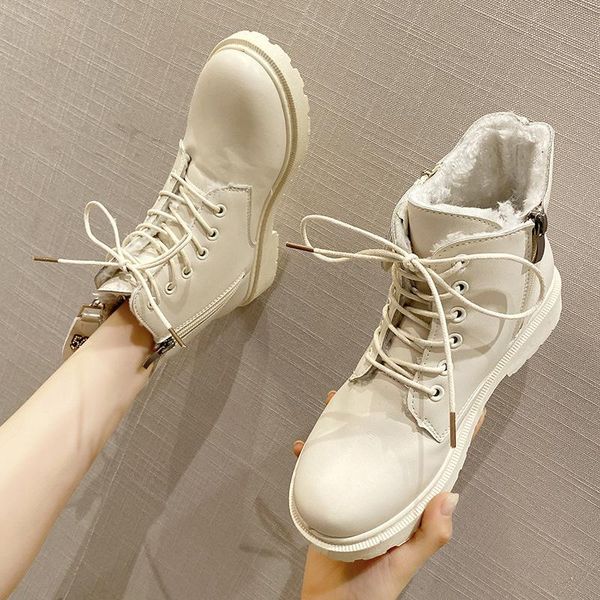 boots fad snow leather shoes women's winter thick cotton retro woman warm plush ankle, Black 
boots fad snow leather shoes women's winter thick cotton retro woman warm plush ankle, Black