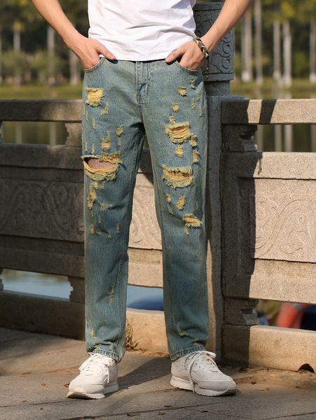 men ripped frayed tapered jeans i0qw#, Blue
men ripped frayed tapered jeans i0qw#, Blue