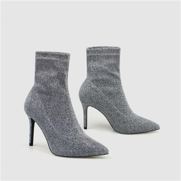 boots 2021 fashion women silver pointed toe elastic ankle autumn thin high heels party shoes slip on female sock, Black
boots 2021 fashion women silver pointed toe elastic ankle autumn thin high heels party shoes slip on female sock, Black