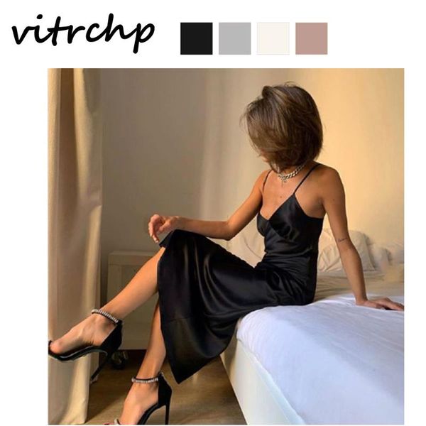 casual dresses vitrchp 2021 women satin deep v neck dress solid straight pajamas party elegant female summer spaghetti strap, Black;gray
casual dresses vitrchp 2021 women satin deep v neck dress solid straight pajamas party elegant female summer spaghetti strap, Black;gray