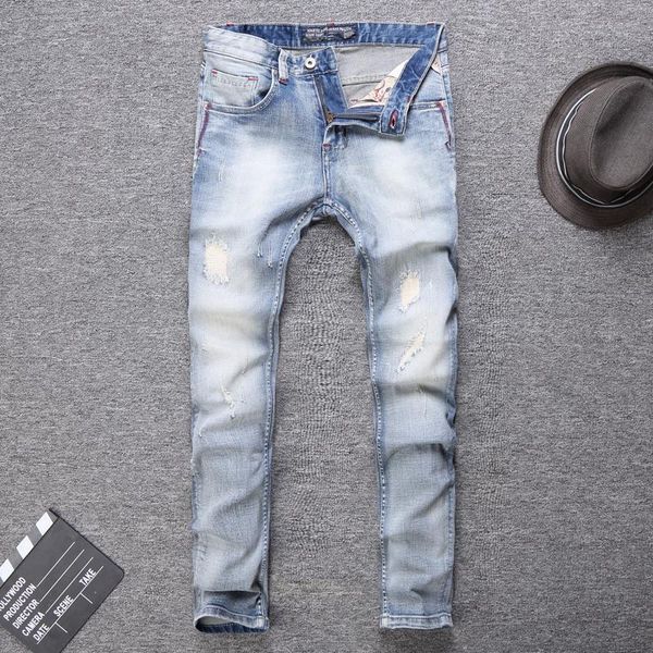 men's jeans fashion streetwear men retro light gray blue elastic slim ripped korean style casual denim pants
men's jeans fashion streetwear men retro light gray blue elastic slim ripped korean style casual denim pants