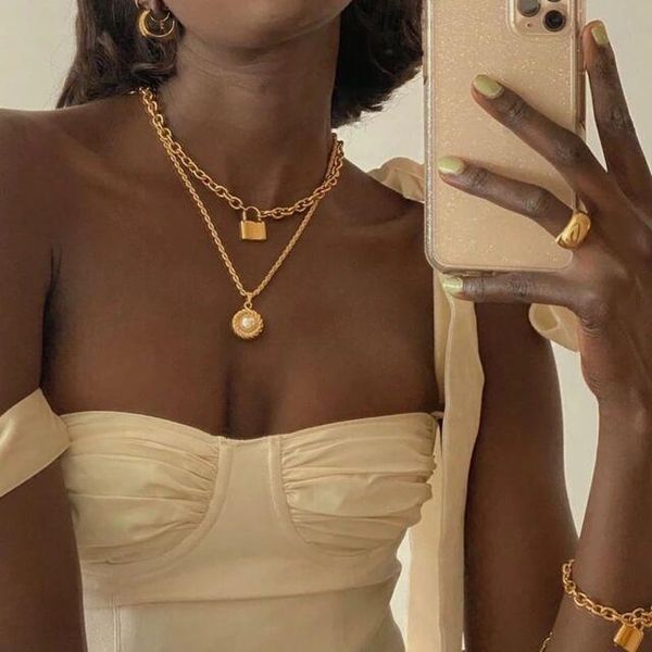chokers layered chain necklace neck chains lock pendant jewelry for women punk choker padlock goth grunge aesthetic accessories, Golden;silver
chokers layered chain necklace neck chains lock pendant jewelry for women punk choker padlock goth grunge aesthetic accessories, Golden;silver