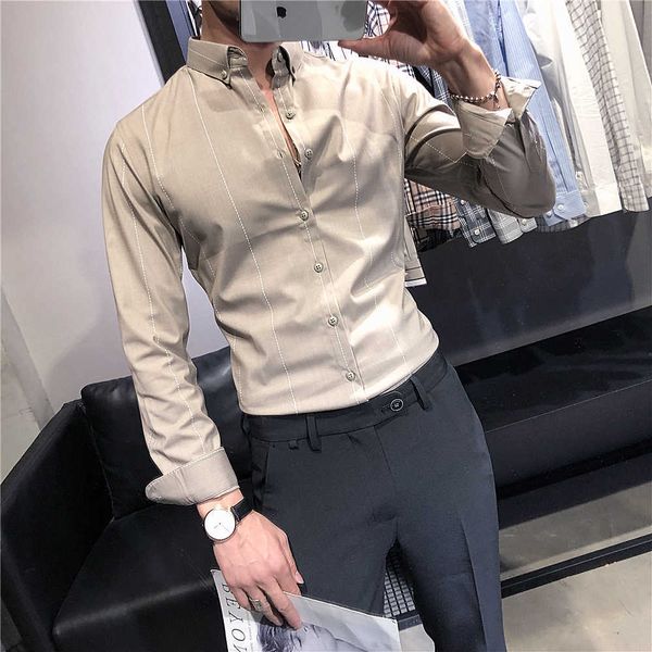 stripe mens dress shirts casual slim fit long sleeve business shirt camisa masculina streetwear formal social shirt 210527, White;black
stripe mens dress shirts casual slim fit long sleeve business shirt camisa masculina streetwear formal social shirt 210527, White;black