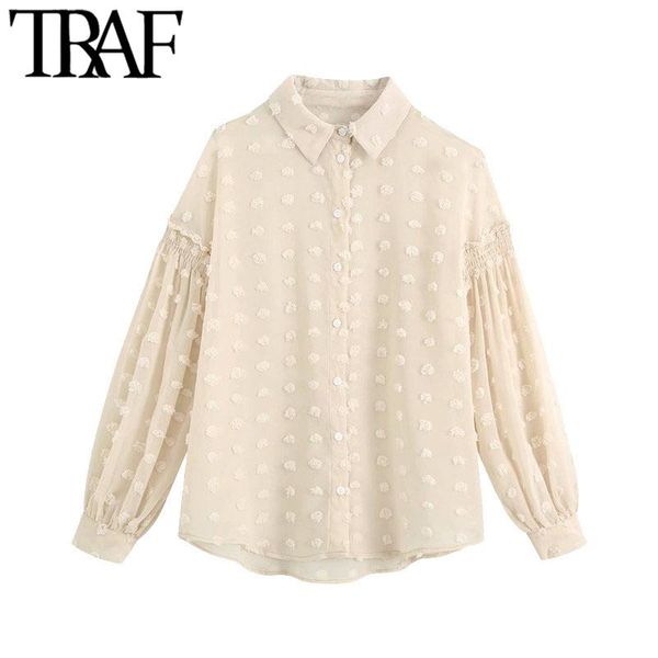 traf women fashion semi-sheer loose polka dot blouses vintage long sleeve button-up female shirts chic, White
traf women fashion semi-sheer loose polka dot blouses vintage long sleeve button-up female shirts chic, White