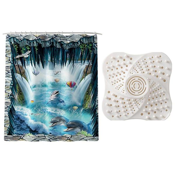 shower curtains 1 set 180x180cm dolphin print durable bath curtain & pcs floor drain cover with suction cup sewer hair filter
shower curtains 1 set 180x180cm dolphin print durable bath curtain & pcs floor drain cover with suction cup sewer hair filter