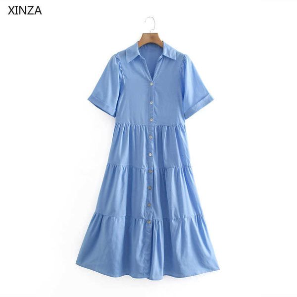casual dresses blue tiered pleated shirt women vintage short sleeve loose summer woman chic front button midi 3tri, Black;gray
casual dresses blue tiered pleated shirt women vintage short sleeve loose summer woman chic front button midi 3tri, Black;gray