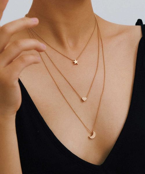 jewelry long style, multi-layer heart-shaped necklace, women's simple geometry star moon pendant necklace, Silver
jewelry long style, multi-layer heart-shaped necklace, women's simple geometry star moon pendant necklace, Silver