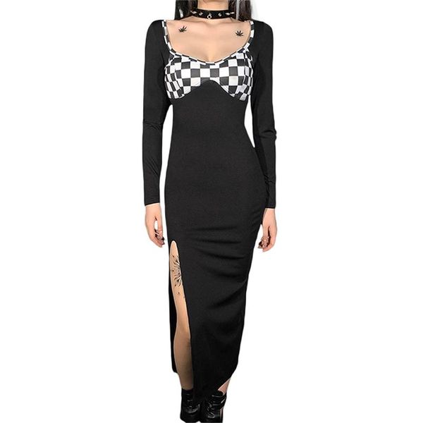 casual dresses women's color block long sleeve round neck split check dress contrast medium length, Black;gray
casual dresses women's color block long sleeve round neck split check dress contrast medium length, Black;gray