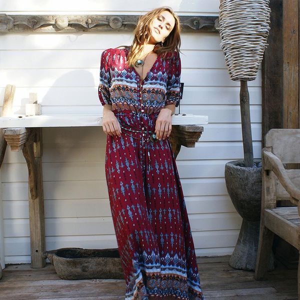 woman dress loose floral print bohemian dress three quarter lace-up single-breasted dresses floor-length beach dresses women, Black;gray
woman dress loose floral print bohemian dress three quarter lace-up single-breasted dresses floor-length beach dresses women, Black;gray