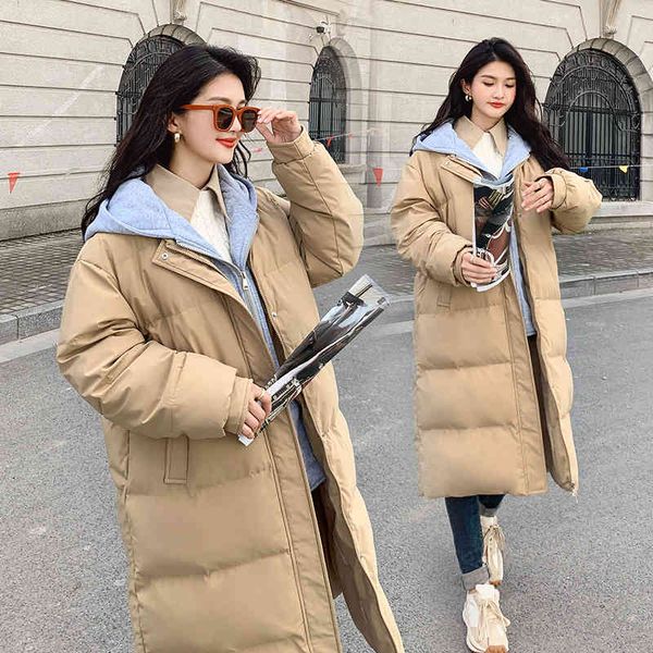 women's down & parkas s-2xl winter korean style down jacket women long over-the-knee fake two loose thick hooded warm jackets 568h, Black
women's down & parkas s-2xl winter korean style down jacket women long over-the-knee fake two loose thick hooded warm jackets 568h, Black