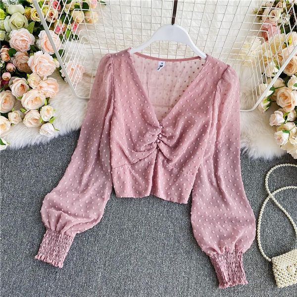 women's blouses & shirts french style vintage women long lantern sleeve chiffon blouse v-neck solid casual streetwear button 2021, White
women's blouses & shirts french style vintage women long lantern sleeve chiffon blouse v-neck solid casual streetwear button 2021, White