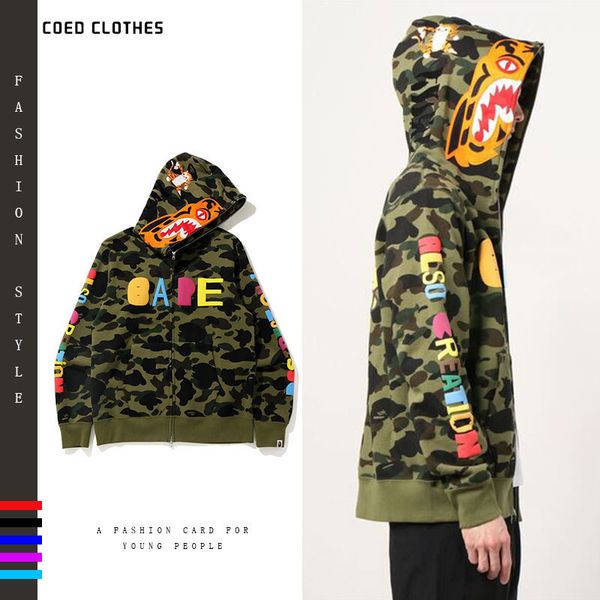 hoodies in chao brand shark tiger head splicing hoodie loose hip hop couple three-dimensional foam font jacket, Black
hoodies in chao brand shark tiger head splicing hoodie loose hip hop couple three-dimensional foam font jacket, Black