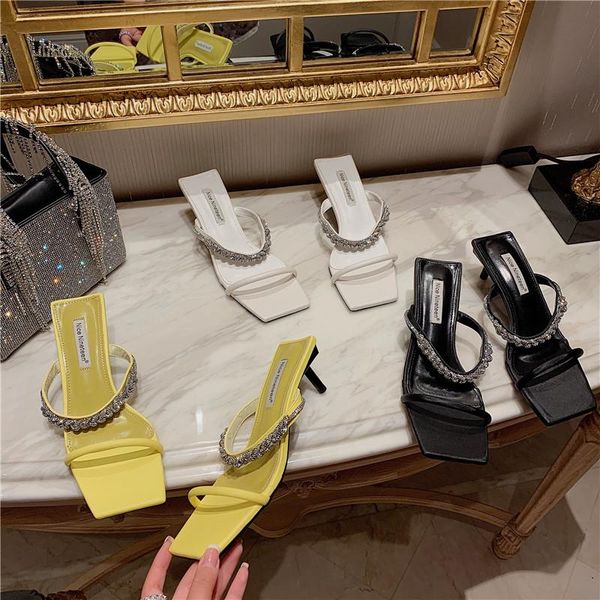 slippers open toe women narrow band rhinestone sandals slides thin high heels pumps yellow/white/black summer
slippers open toe women narrow band rhinestone sandals slides thin high heels pumps yellow/white/black summer