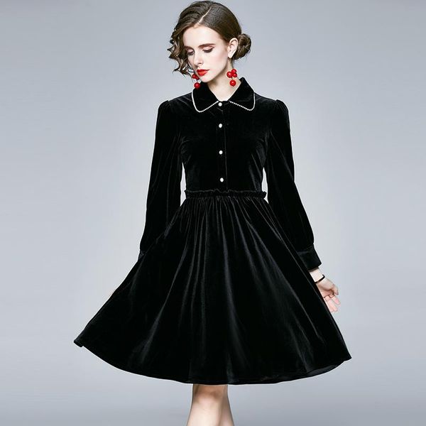 casual dresses women long sleeve black velvet dress autumn winter womens clothing elegant designers plus size vintage party vestidos, Black;gray
casual dresses women long sleeve black velvet dress autumn winter womens clothing elegant designers plus size vintage party vestidos, Black;gray