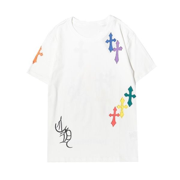 2021 summer brand ch cross hand painted graffiti short sleeve t-shirt men's and women's fashion casual top, White;black
2021 summer brand ch cross hand painted graffiti short sleeve t-shirt men's and women's fashion casual top, White;black