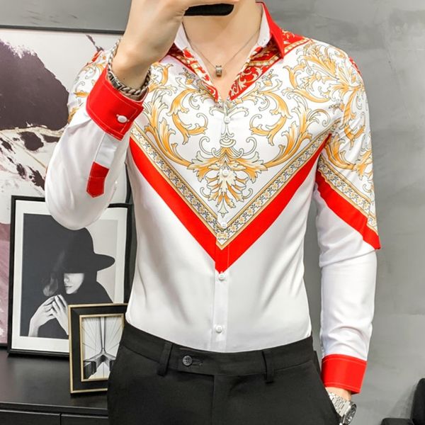 men's casual shirts luxury shirt camisa masculina stitching color men spring floral social party slim fit wgwg, White;black
men's casual shirts luxury shirt camisa masculina stitching color men spring floral social party slim fit wgwg, White;black