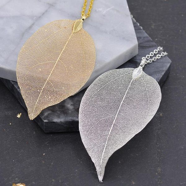 pendant necklaces leaf skeleton necklace, stainless steel jewelry, natural inspired jewelry gifts, Silver