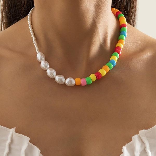 chokers 2021 cute collar necklaces for women candy color chunky beads necklace statement collares fashion jewelry female luxury bijoux, Golden;silver 
chokers 2021 cute collar necklaces for women candy color chunky beads necklace statement collares fashion jewelry female luxury bijoux, Golden;silver