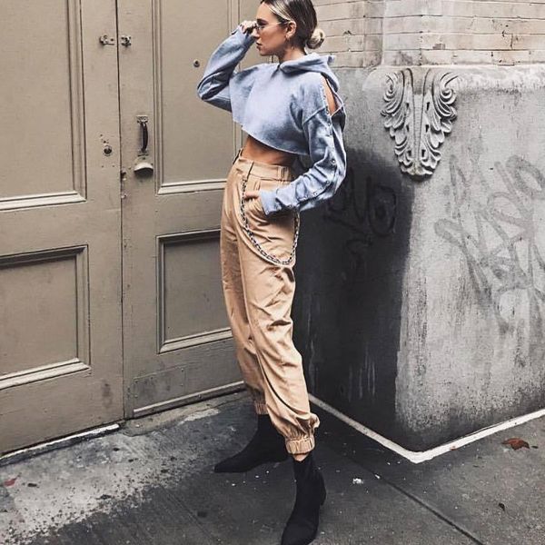 2021 elastic high waist chain cargo pants solid khaki casual loose ankle-length trousers autumn fashion streetwear plus size 00vi, Black;white
2021 elastic high waist chain cargo pants solid khaki casual loose ankle-length trousers autumn fashion streetwear plus size 00vi, Black;white