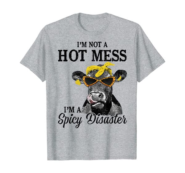 i'm not a mess i'm a spicy disaster heifer farmer t-shirt, White;black