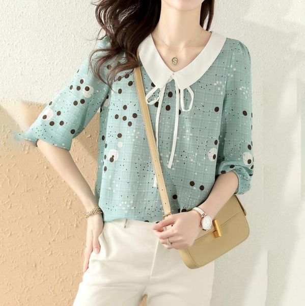 women's blouses & shirts doll collar nine-point sleeve polka dot chiffon shirt straight 2021 spring clothing women, White
women's blouses & shirts doll collar nine-point sleeve polka dot chiffon shirt straight 2021 spring clothing women, White