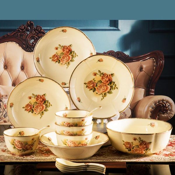 13-14 pcs european style luxury queen rose gold border ceramic bowl dinner bowl plate home tableware combination dish set
13-14 pcs european style luxury queen rose gold border ceramic bowl dinner bowl plate home tableware combination dish set