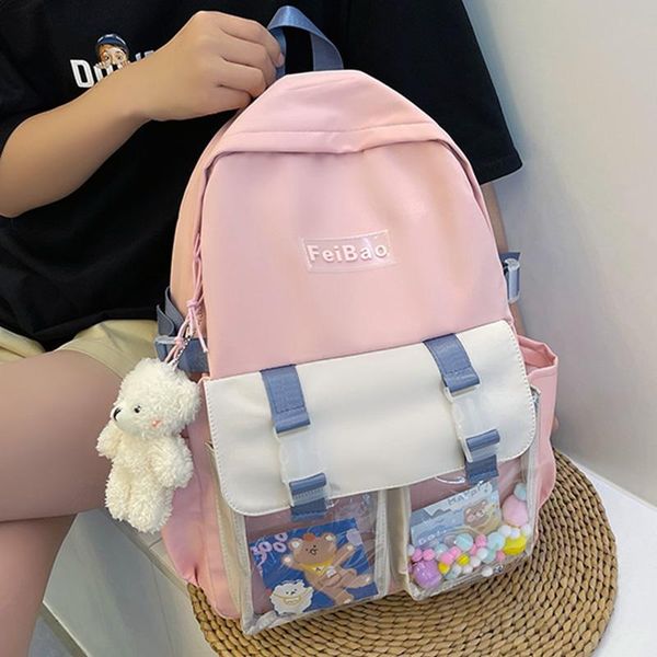 school bags est contrast color embroidery letters large nylon backpack girls shoulders rucksack female panelled book kawaii bear
school bags est contrast color embroidery letters large nylon backpack girls shoulders rucksack female panelled book kawaii bear