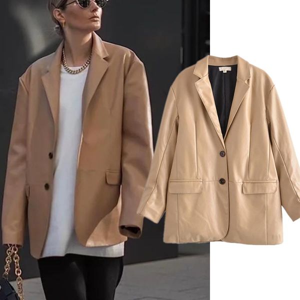 women's suits & blazers withered ins blogger fashion pu leather blazer women vintage oversize boyfriend mujer 2021 and jackets, White;black
women's suits & blazers withered ins blogger fashion pu leather blazer women vintage oversize boyfriend mujer 2021 and jackets, White;black