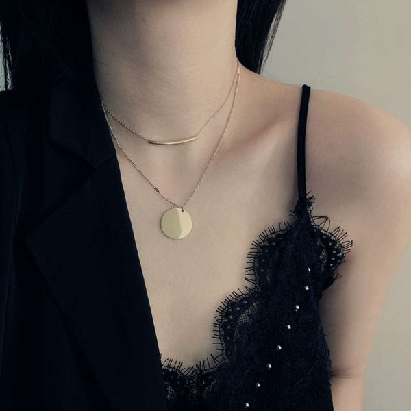 hbp fashion ins double layered stainless steel round brand copper tube necklace for women's clavicle chain, Silver
hbp fashion ins double layered stainless steel round brand copper tube necklace for women's clavicle chain, Silver