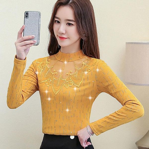 women autumn fashion embroidery drilling long sleeve blouse casual elegant plus velvet blouses shirt blusas a315, White
women autumn fashion embroidery drilling long sleeve blouse casual elegant plus velvet blouses shirt blusas a315, White