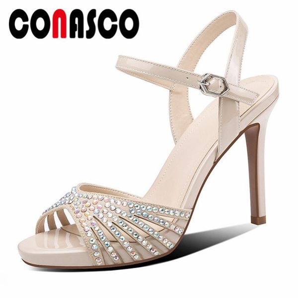 dress shoes conasco classic peep toe thin heels women sandals 2021 summer genuine leather bling buckle high party woman, Black
dress shoes conasco classic peep toe thin heels women sandals 2021 summer genuine leather bling buckle high party woman, Black