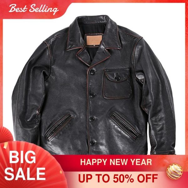 men's leather & faux 2021 vintage brown japan casual style genuine jacket men single breasted plus size 3xl natural horsehide autumn co, Black
men's leather & faux 2021 vintage brown japan casual style genuine jacket men single breasted plus size 3xl natural horsehide autumn co, Black
