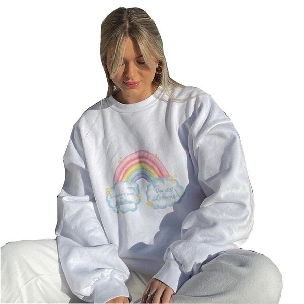 women's hoodies & sweatshirts autumn rainbow print woman sweatshirt casual white ladies oversized fashion crewneck long sleeve women, Black
women's hoodies & sweatshirts autumn rainbow print woman sweatshirt casual white ladies oversized fashion crewneck long sleeve women, Black