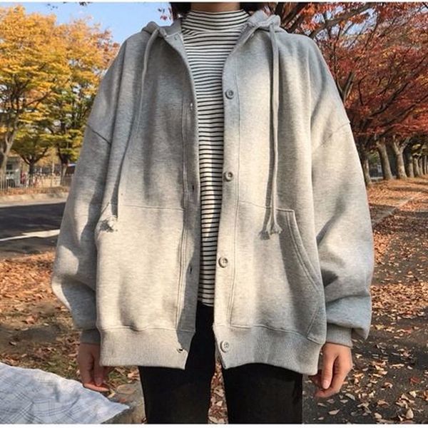 2021 new solid plus size hoodies women harajuku streetwear kawaii oversized buttons up sweatshirt clothing korean style long sleeve evm, Black
2021 new solid plus size hoodies women harajuku streetwear kawaii oversized buttons up sweatshirt clothing korean style long sleeve evm, Black