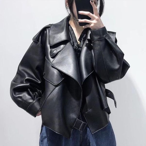 women's leather & faux spring autumn casual short loose soft pu jacket turn-down collar street outwear women biker black overcoat
women's leather & faux spring autumn casual short loose soft pu jacket turn-down collar street outwear women biker black overcoat