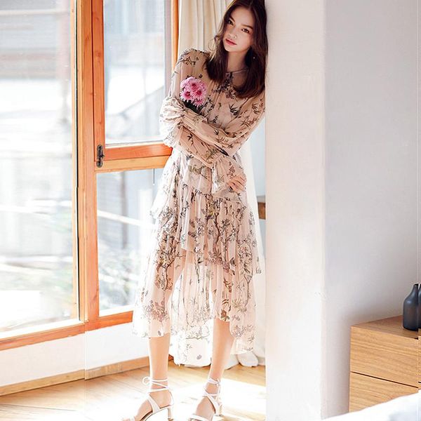casual dresses 100% silk women natural floral dress two pieces print long o neck sleeves ruffles fashion, Black;gray
casual dresses 100% silk women natural floral dress two pieces print long o neck sleeves ruffles fashion, Black;gray