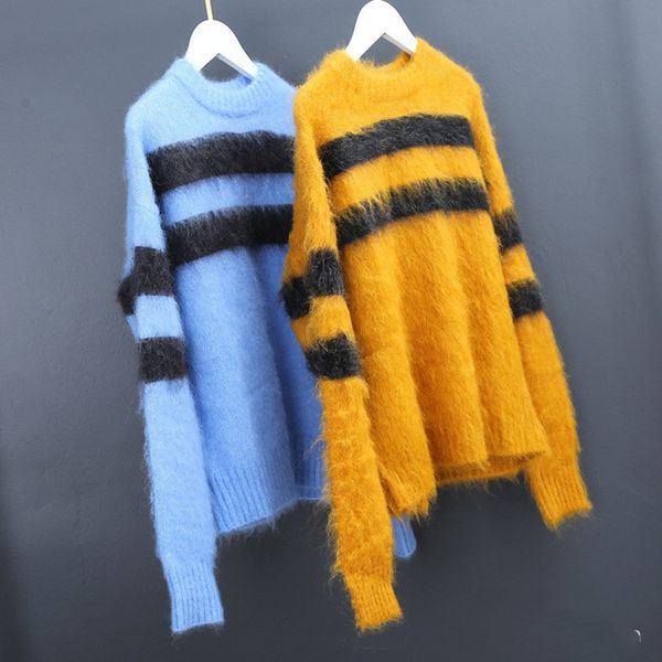 new 2021 spring sweater women long sleeve loose stripes knit jumper ej0f, White;black
new 2021 spring sweater women long sleeve loose stripes knit jumper ej0f, White;black