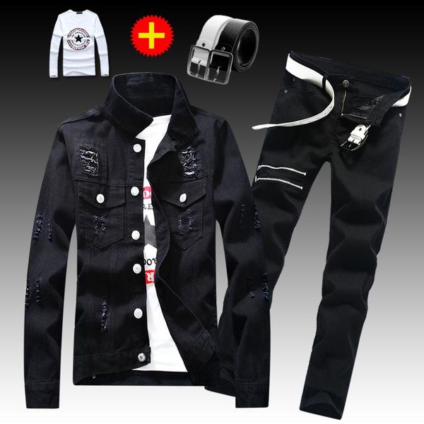 Men's Tracksuits Spring Autumn Male Jeans Jacket Ripped Holes Coat Denim Coats Straight Trousers Pencil Pants 2pcs Set Pockets Slim Fit For, Gray
Men's Tracksuits Spring Autumn Male Jeans Jacket Ripped Holes Coat Denim Coats Straight Trousers Pencil Pants 2pcs Set Pockets Slim Fit For, Gray