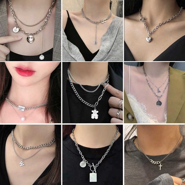 fashion double necklaces women's bear sweater chain titanium steel hip hop clavicle long accessories, Silver
fashion double necklaces women's bear sweater chain titanium steel hip hop clavicle long accessories, Silver