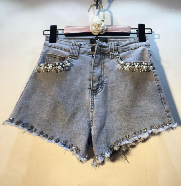 women's jeans summer shorts woman jean european style industrial diamond set beads high waist wide-leg denim lady's pants, Blue
women's jeans summer shorts woman jean european style industrial diamond set beads high waist wide-leg denim lady's pants, Blue