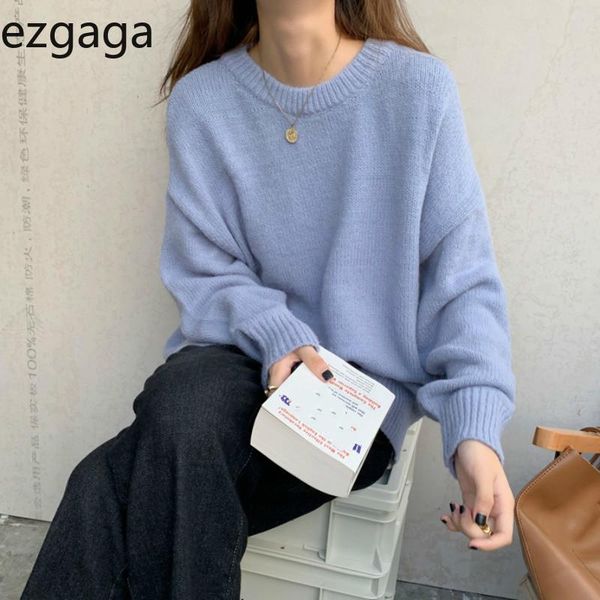 women's sweaters ezgaga blue sweater women tender o-neck long sleeve solid loose 2021 autumn winter knit pullover outwear korean chic, White;black
women's sweaters ezgaga blue sweater women tender o-neck long sleeve solid loose 2021 autumn winter knit pullover outwear korean chic, White;black