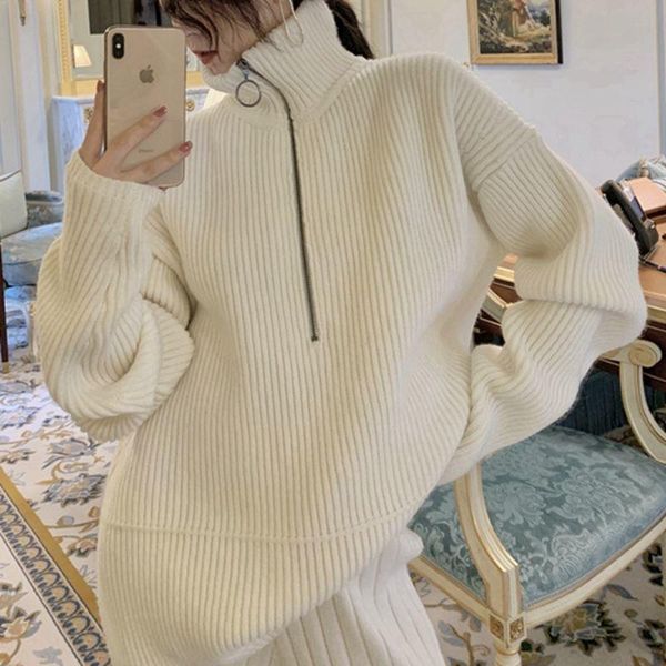 women's sweaters sweater long sleeve zipper loose knitted turtleneck casual solid jumper fashion autumnwomen, White;black
women's sweaters sweater long sleeve zipper loose knitted turtleneck casual solid jumper fashion autumnwomen, White;black