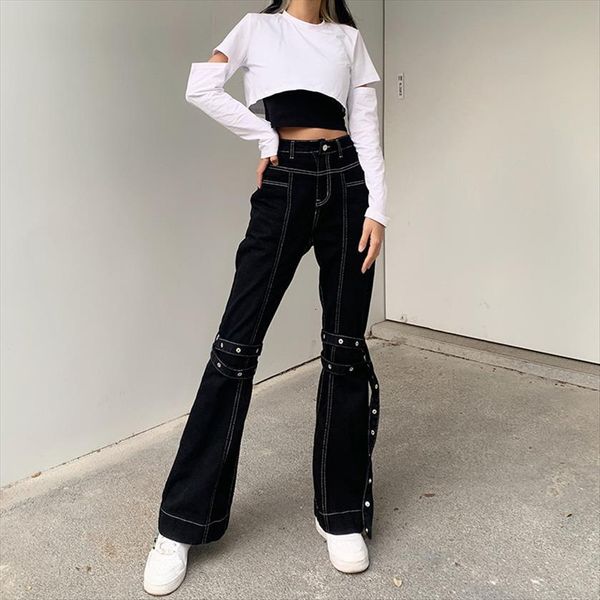 fashion streetwear black denim pants womens jean punk high waist trousers girl hg106, Blue
fashion streetwear black denim pants womens jean punk high waist trousers girl hg106, Blue