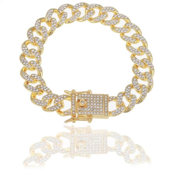 link, chain gold color men hiphop iced out bling bracelets fashion rhinestone 20cm long miami cuban link hip hop bracelet jewelry, Black
link, chain gold color men hiphop iced out bling bracelets fashion rhinestone 20cm long miami cuban link hip hop bracelet jewelry, Black