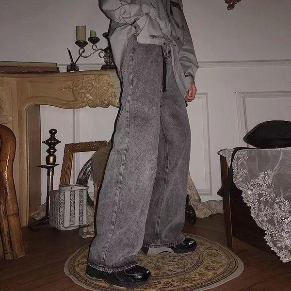 men's jeans belt 2021 smoke grey straight tube loose casual pants fashion wide leg high street trend trousers s-5xl, Blue
men's jeans belt 2021 smoke grey straight tube loose casual pants fashion wide leg high street trend trousers s-5xl, Blue