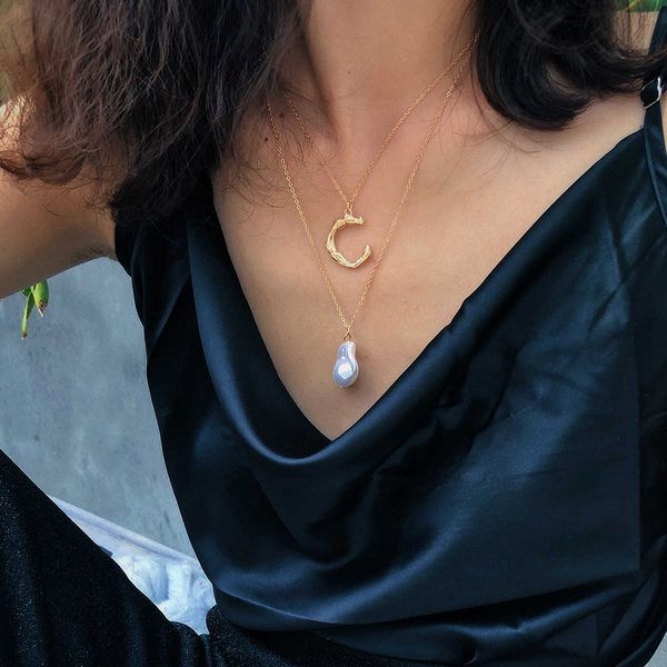 jewelry personality semi circle double layer simple letter special shaped pearl pendant necklace female, Silver
jewelry personality semi circle double layer simple letter special shaped pearl pendant necklace female, Silver