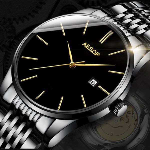 wristwatches aesop men automatic watch sapphire luxury mechanical wristwatch stainless steel waterproof mekaniska relogio masculino, Slivery;brown
wristwatches aesop men automatic watch sapphire luxury mechanical wristwatch stainless steel waterproof mekaniska relogio masculino, Slivery;brown