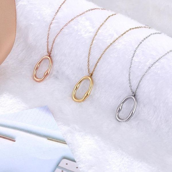 pendant necklaces titanium steel geometric creative chain fashion simple irregular oval hollow national style jewelry, Silver
pendant necklaces titanium steel geometric creative chain fashion simple irregular oval hollow national style jewelry, Silver